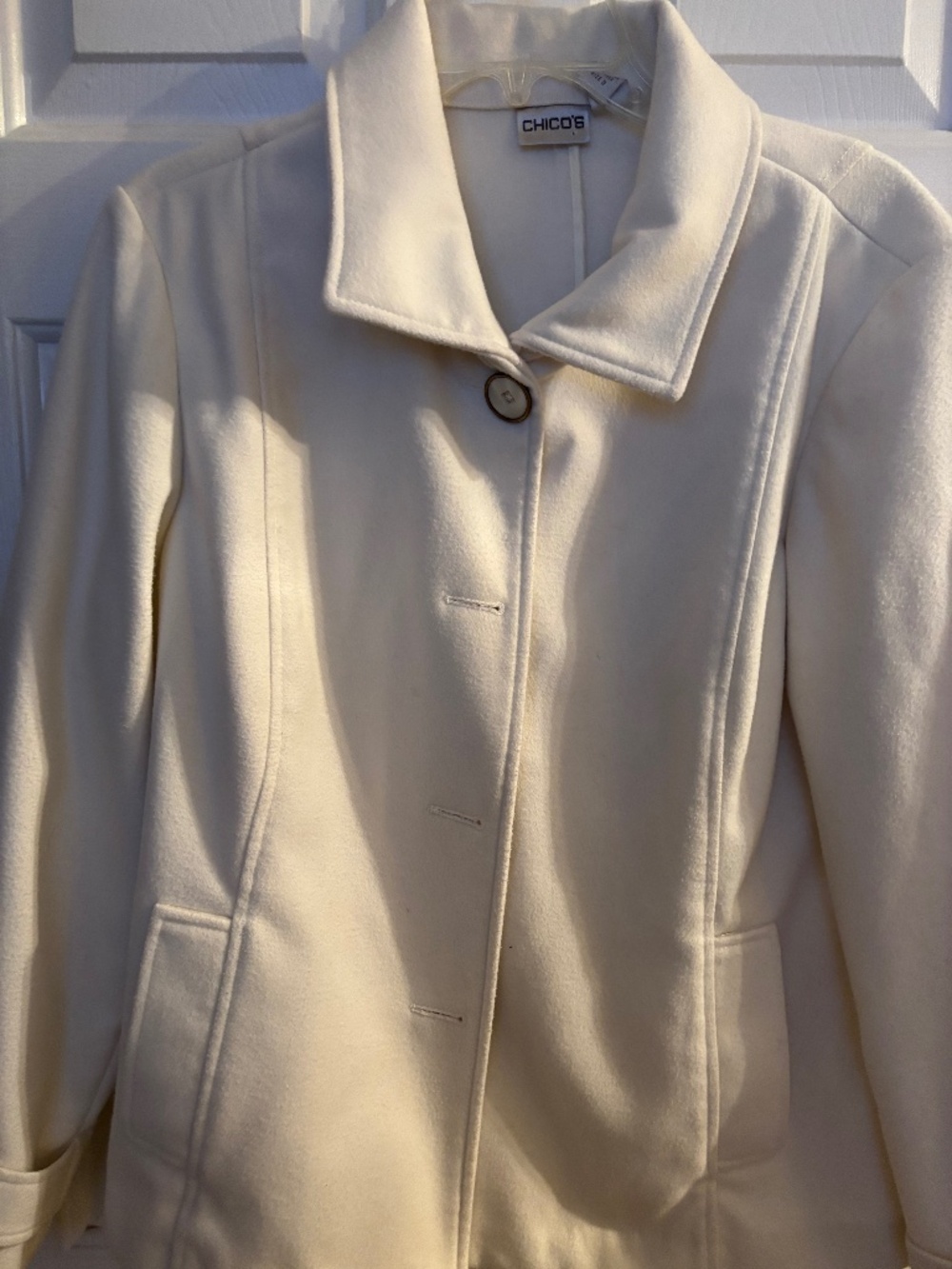 Ivory Chico's Heavy Pea Coat w/ Beauiful Buttons Size 3 (16/18 - XL)